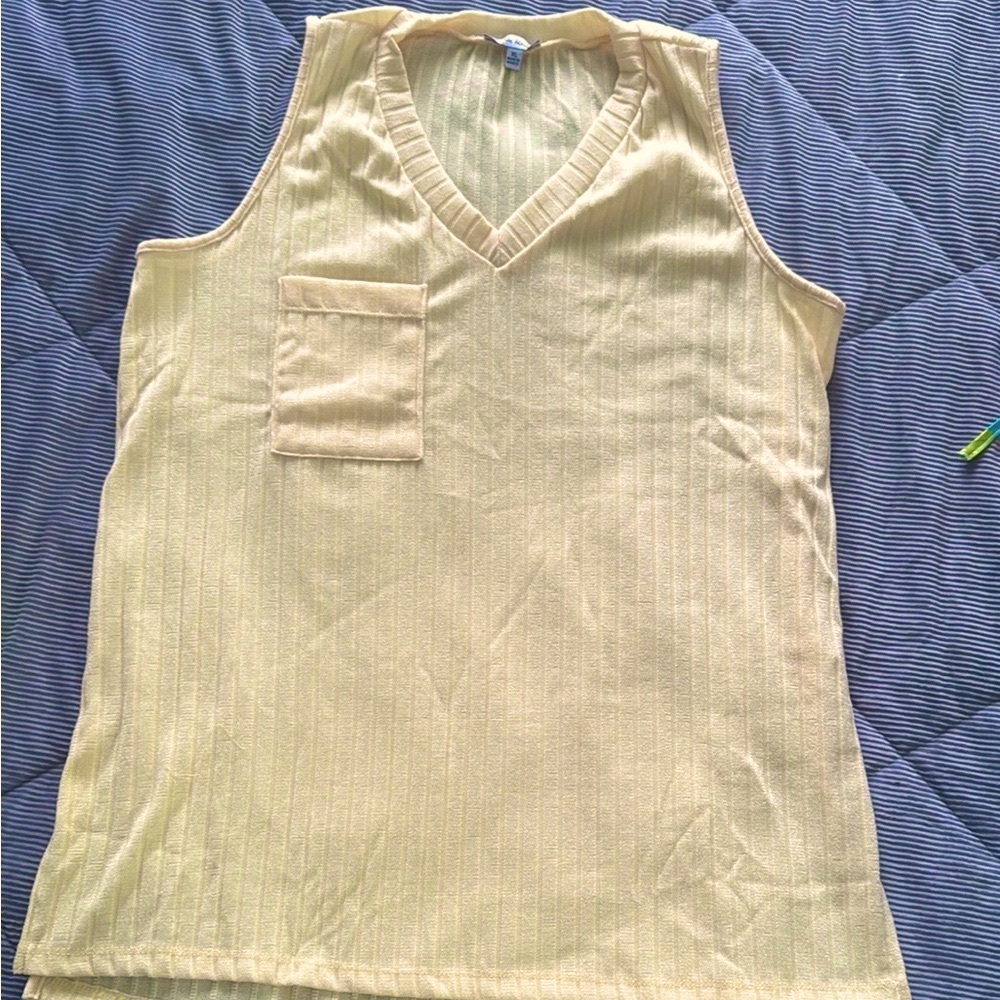 White Birch Yellow Ribbed Top
